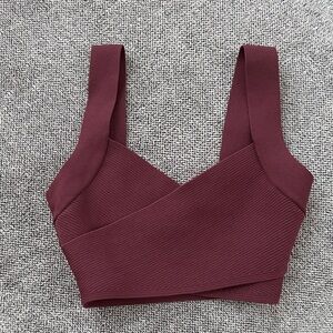 Aritzia brown sculpt knit top